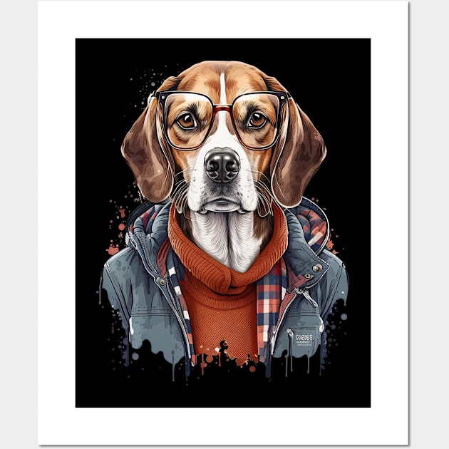 Hipster Beagle Wall Art by JayD World